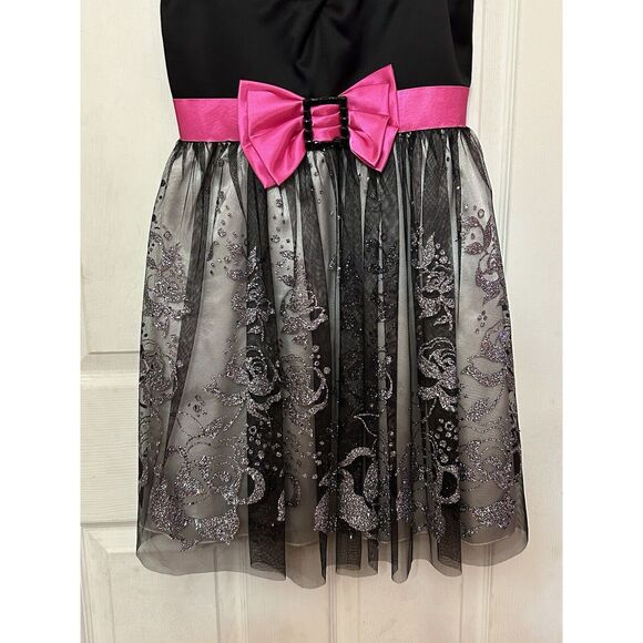 Hailey Logan by Adrianna Papel Mini Dress Hot Pink/black/silver  Size 7/8 - Picture 7 of 9